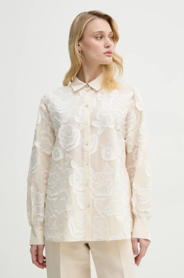 Bruuns Bazaar Košulja Bruuns Bazaar za žene, boja: bež, relaxed, s klasičnim ovratnikom, BBW4538