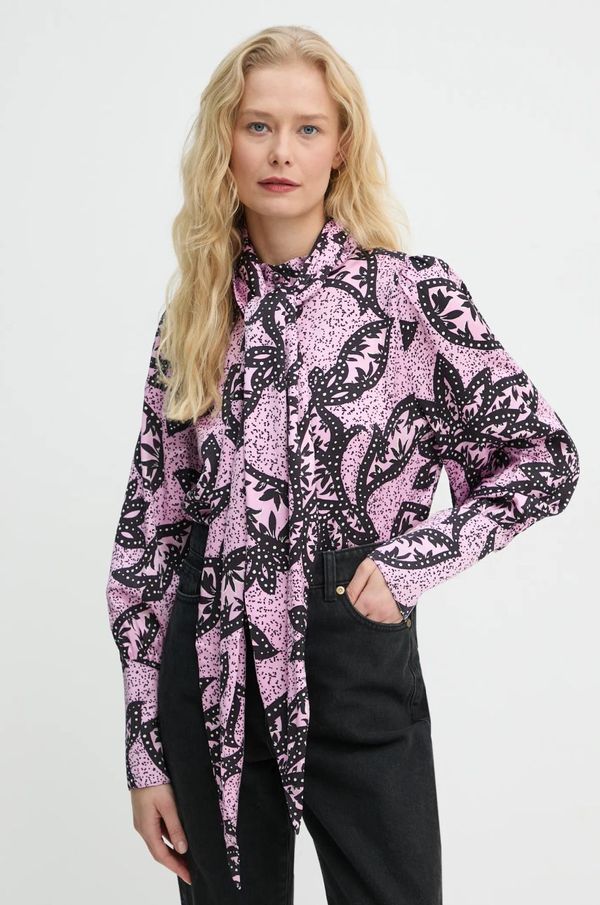 Bruuns Bazaar Košulja Bruuns Bazaar za žene, boja: ružičasta, regular, s izrezom na vezanje, BBW4262