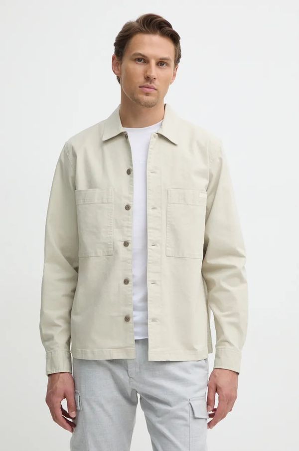 Calvin Klein Jeans Košulja Calvin Klein Jeans za muškarce, boja: bež, relaxed, s klasičnim ovratnikom, J30J326186