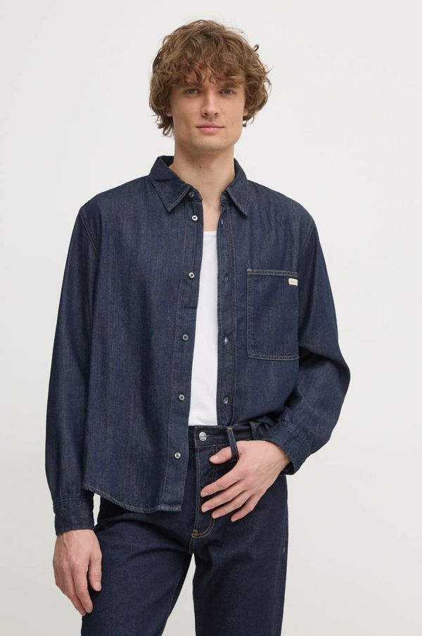Calvin Klein Jeans Košulja Calvin Klein Jeans za muškarce, boja: tamno plava, regular, s klasičnim ovratnikom, J30J326584