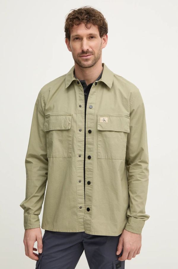 Calvin Klein Jeans Košulja Calvin Klein Jeans za muškarce, boja: zelena, regular, s klasičnim ovratnikom