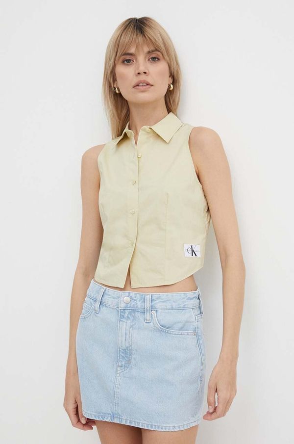 Calvin Klein Jeans Košulja Calvin Klein Jeans za žene, boja: zelena, regular, s klasičnim ovratnikom, J20J223129