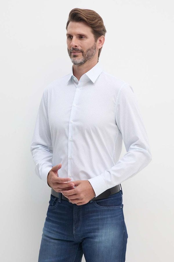 Calvin Klein Košulja Calvin Klein za muškarce, boja: bijela, slim, s klasičnim ovratnikom, K10K113536