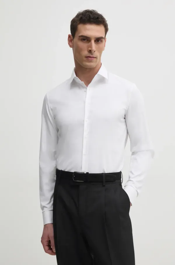 Calvin Klein Košulja Calvin Klein za muškarce, boja: bijela, slim, s klasičnim ovratnikom, K10K114298