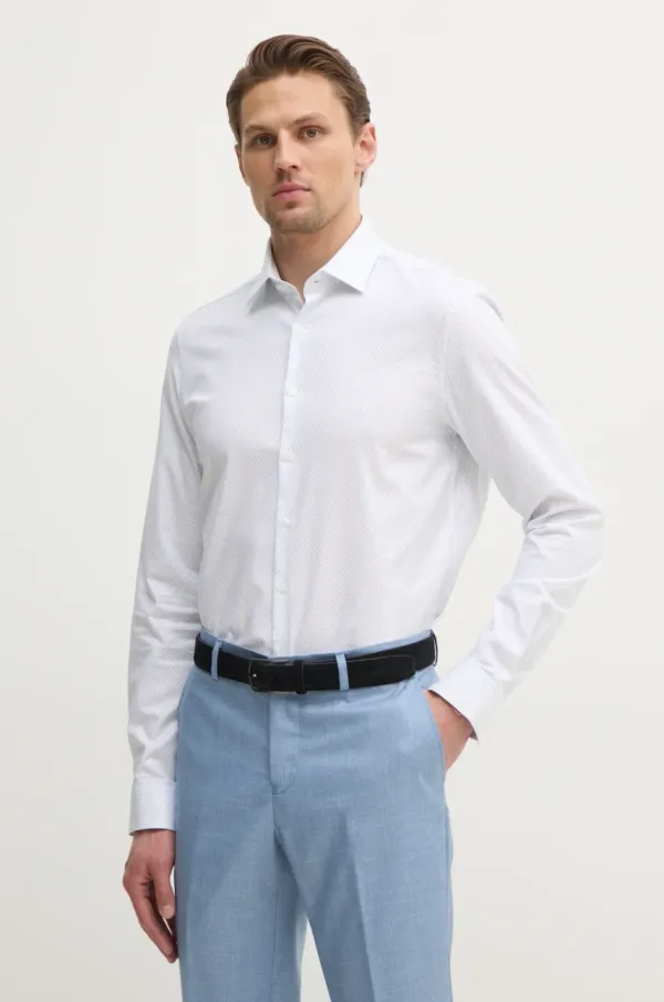 Calvin Klein Košulja Calvin Klein za muškarce, boja: bijela, slim, s klasičnim ovratnikom, K10K114307