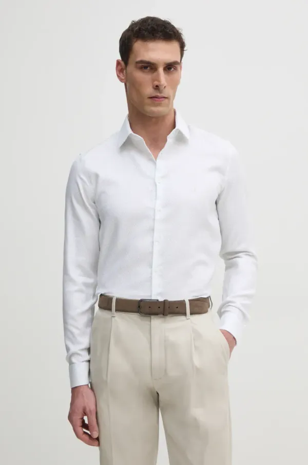 Calvin Klein Košulja Calvin Klein za muškarce, boja: bijela, slim, s klasičnim ovratnikom, K10K114360