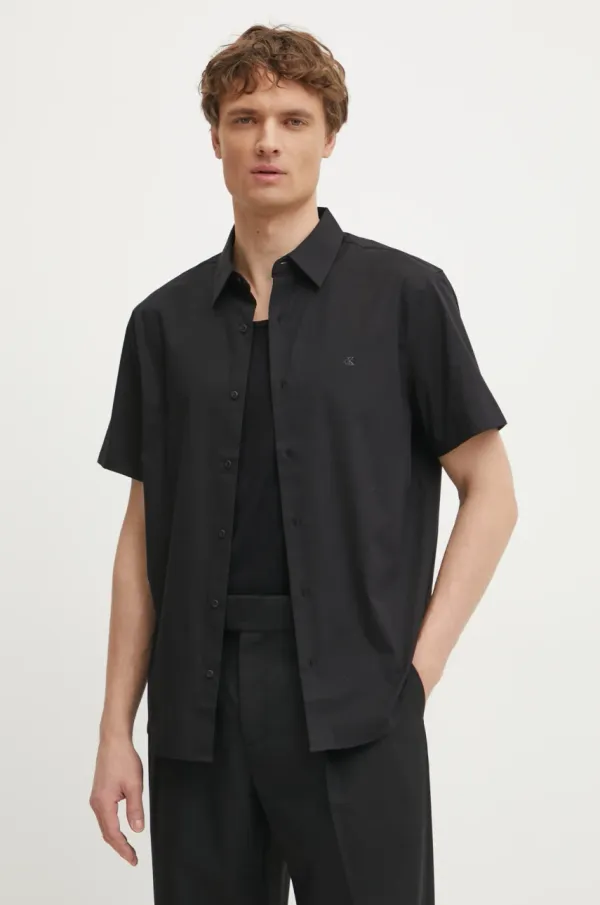 Calvin Klein Košulja Calvin Klein za muškarce, boja: crna, regular, s klasičnim ovratnikom, LV04LB125G