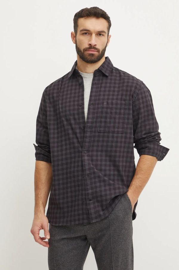 Calvin Klein Košulja Calvin Klein za muškarce, boja: crna, relaxed, s klasičnim ovratnikom, K10K113819