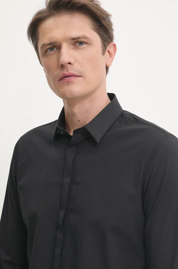 Calvin Klein Košulja Calvin Klein za muškarce, boja: crna, slim, s klasičnim ovratnikom, K10K109891