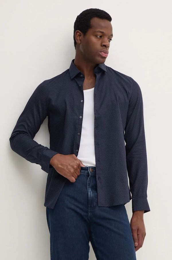 Calvin Klein Košulja Calvin Klein za muškarce, boja: tamno plava, slim, s klasičnim ovratnikom, K10K113521