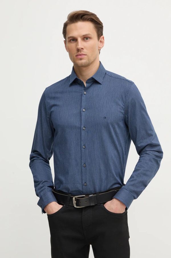 Calvin Klein Košulja Calvin Klein za muškarce, boja: tamno plava, slim, s klasičnim ovratnikom, K10K113844