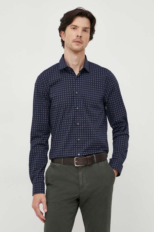 Calvin Klein Košulja Calvin Klein za muškarce, boja: tamno plava, slim, s klasičnim ovratnikom