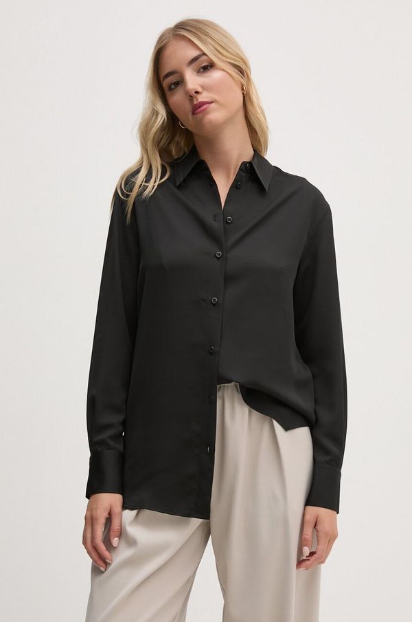 Calvin Klein Košulja Calvin Klein za žene, boja: crna, relaxed, s klasičnim ovratnikom, K20K207992
