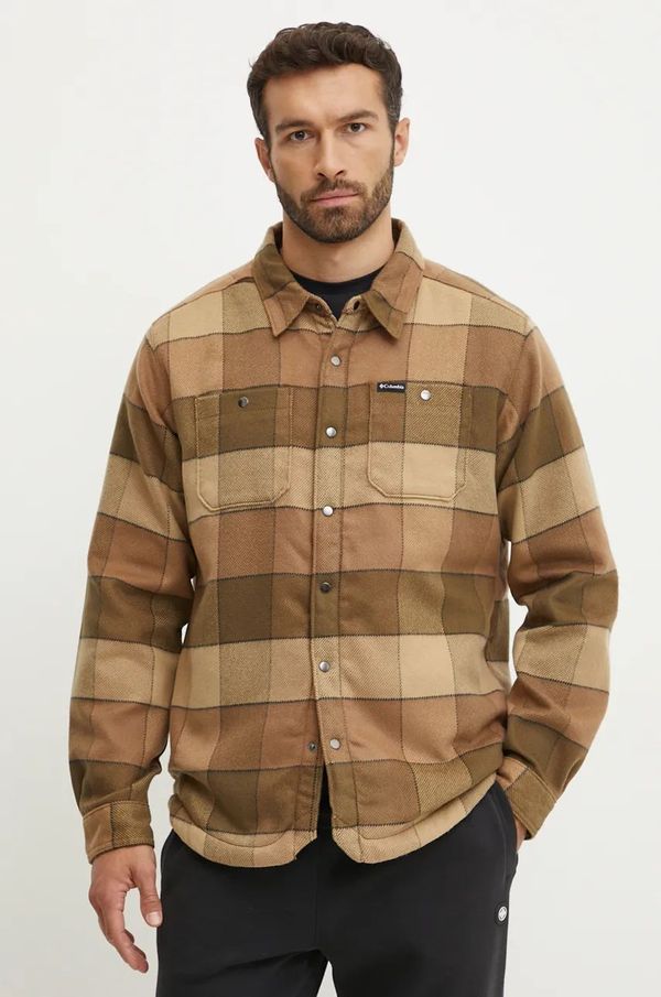 Columbia Košulja Columbia za muškarce, boja: smeđa, regular, s klasičnim ovratnikom