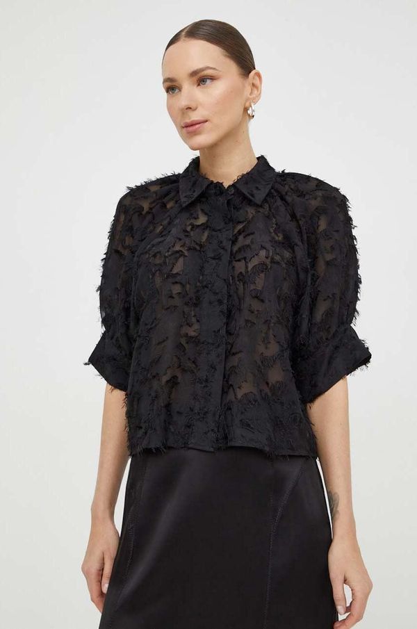 Day Birger et Mikkelsen Košulja Day Birger et Mikkelsen za žene, boja: crna, regular, s klasičnim ovratnikom