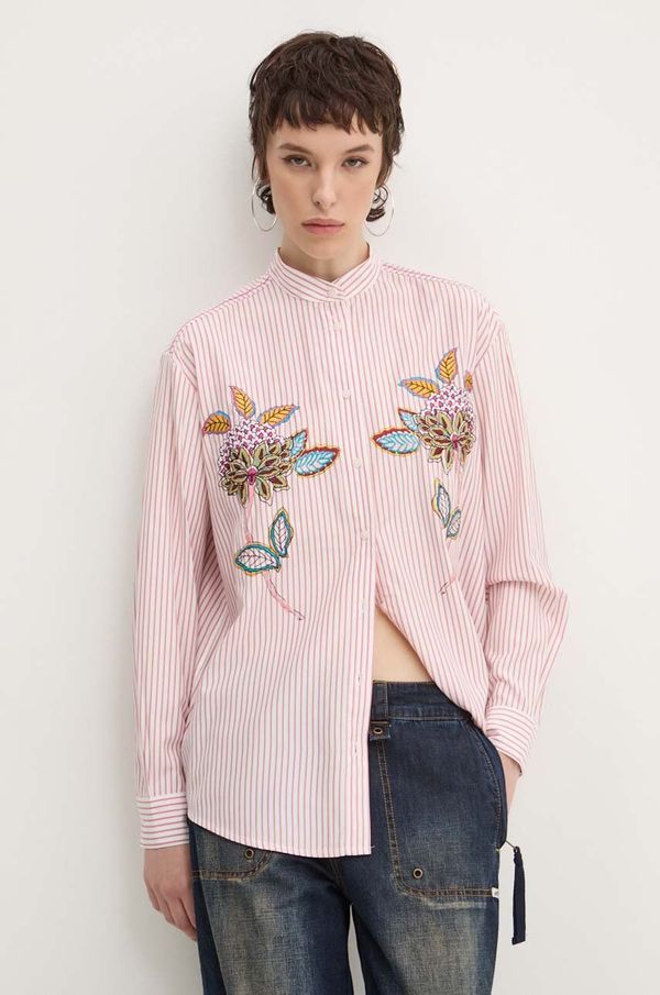 Desigual Košulja Desigual NAGANO za žene, boja: ružičasta, relaxed, s ruskim ovratnikom, 24WWCW40