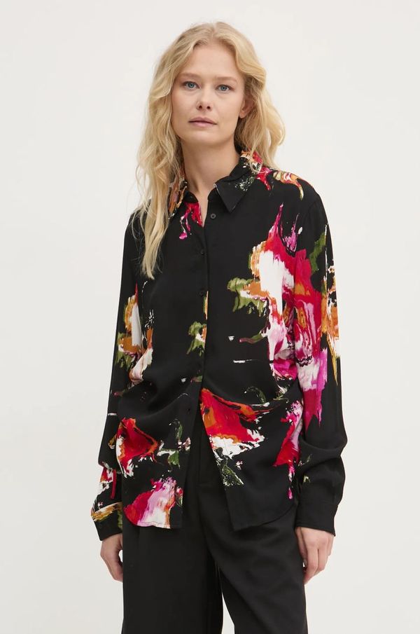 Desigual Košulja Desigual NAGOYA za žene, boja: crna, regular, s klasičnim ovratnikom, 24WWCW15