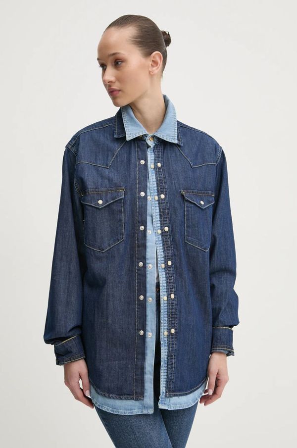 Desigual Košulja Desigual NUEVAYORK za muškarce, boja: tamno plava, regular, s klasičnim ovratnikom, 24WMCD03