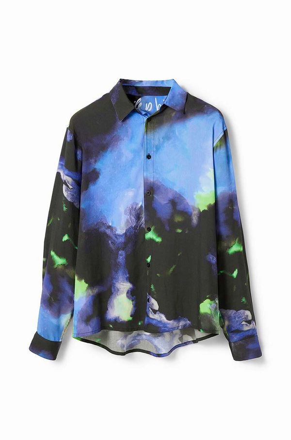 Desigual Košulja Desigual za muškarce, boja: crna, regular, s klasičnim ovratnikom