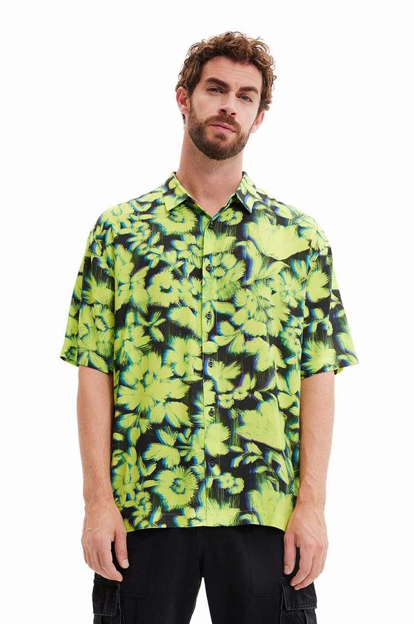 Desigual Košulja Desigual za muškarce, boja: crna, regular, s klasičnim ovratnikom