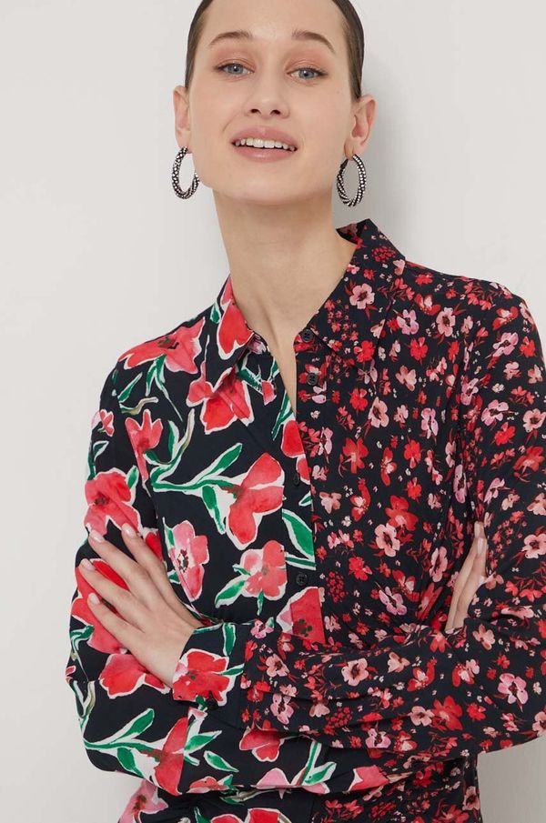 Desigual Košulja Desigual za žene, boja: crvena, regular, s klasičnim ovratnikom