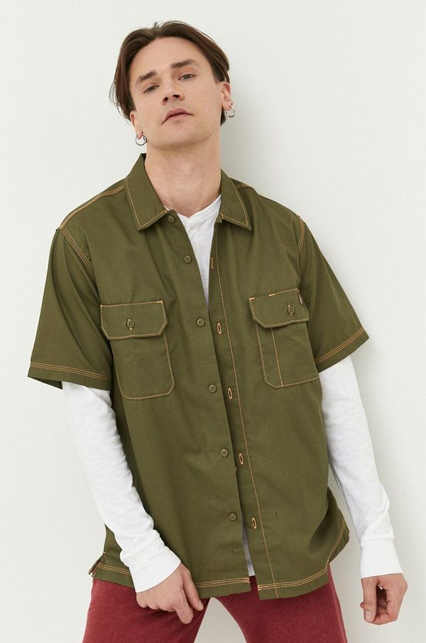 Dickies Košulja Dickies za muškarce, boja: zelena, regular, s klasičnim ovratnikom