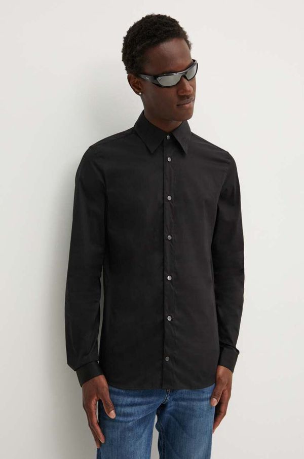 Diesel Košulja Diesel S-FITTY-A za muškarce, boja: crna, slim, s klasičnim ovratnikom, A14635.0QFAV