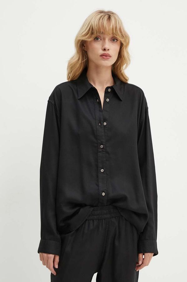 Diesel Košulja Diesel S-SIMPLY-C-WN za žene, boja: crna, relaxed, s klasičnim ovratnikom, A15394.0HPAG