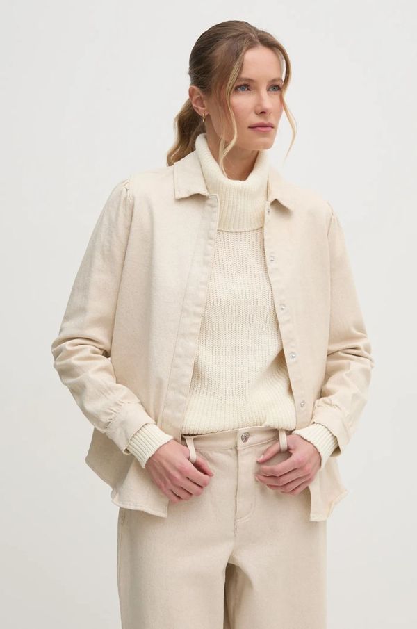 DKNY Košulja Dkny za žene, boja: bež, relaxed, s klasičnim ovratnikom, DJ4W2089