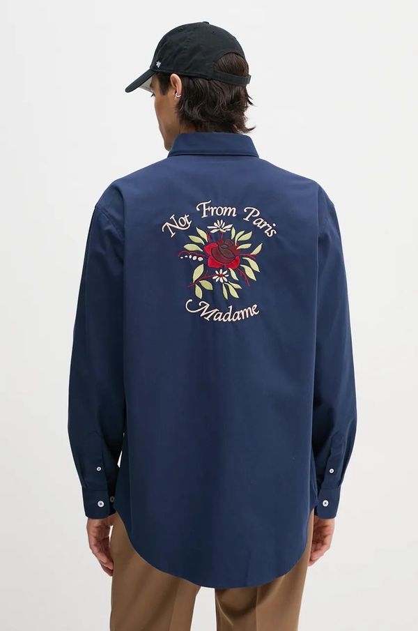 Drôle de Monsieur Košulja Drôle de Monsieur La Chemise Slogan Fleurs za muškarce, boja: tamno plava, relaxed, s klasičnim ovratnikom, E.SH189.PL149.NY La Chemise Slogan