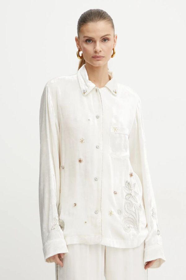 Forte Forte Košulja Forte Forte za žene, boja: bež, regular, s klasičnim ovratnikom, 13257_my shirt