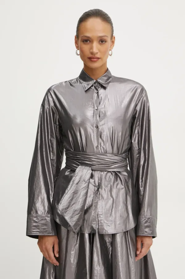 Forte Forte Košulja Forte Forte za žene, boja: ljubičasta, regular, s klasičnim ovratnikom, 13590.my shirt