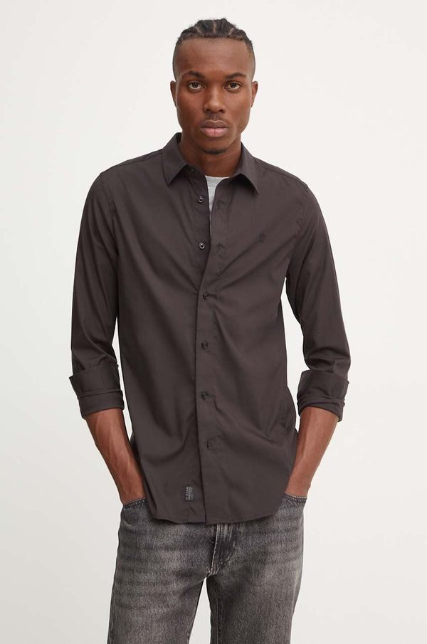 G-Star Raw Košulja G-Star Raw za muškarce, boja: crna, slim, s klasičnim ovratnikom, D25176-D701