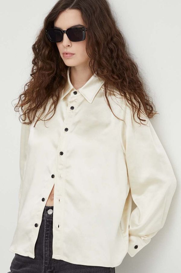 G-Star Raw Košulja G-Star Raw za žene, boja: bež, relaxed, s klasičnim ovratnikom