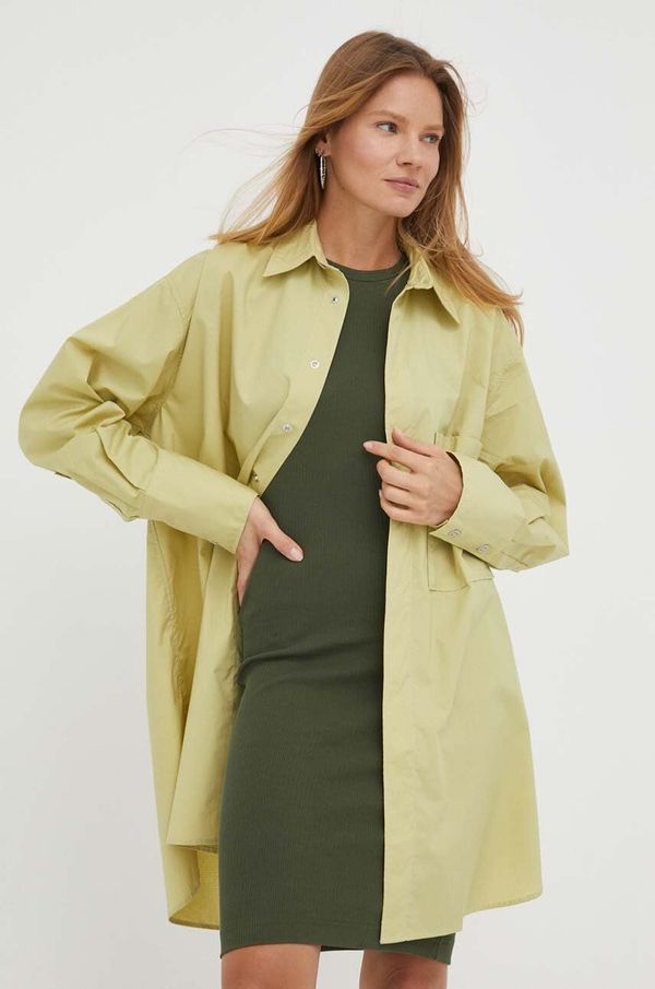 G-Star Raw Košulja G-Star Raw za žene, boja: zelena, relaxed, s klasičnim ovratnikom