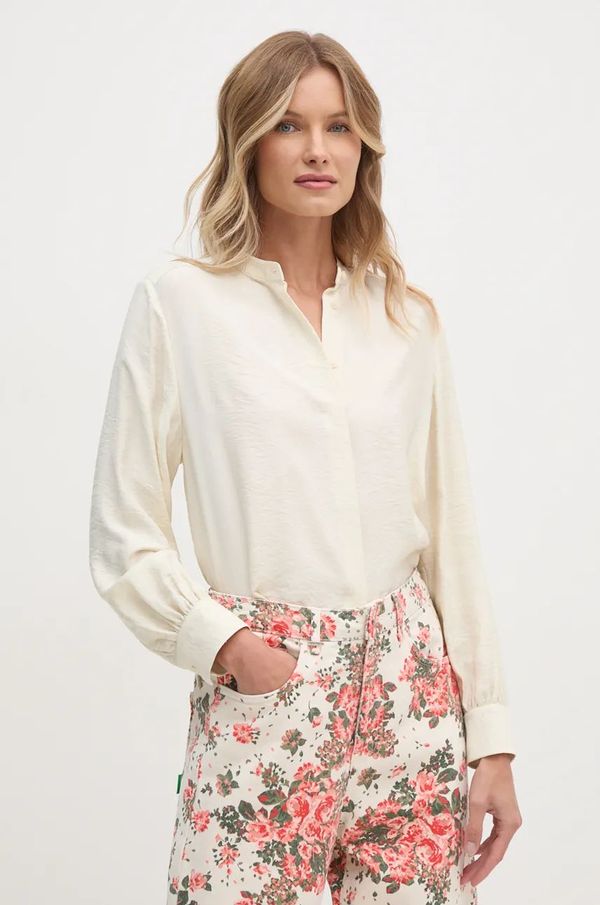 Gant Košulja Gant za žene, boja: bež, relaxed, s ruskim ovratnikom, 4300385