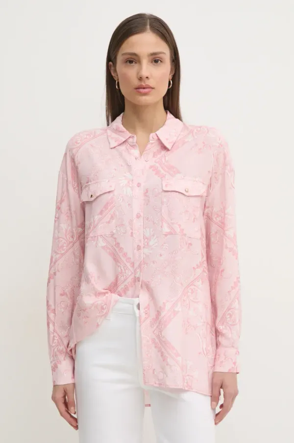 Gaudi Košulja Gaudi za žene, boja: ružičasta, relaxed, s klasičnim ovratnikom, 511BD45015