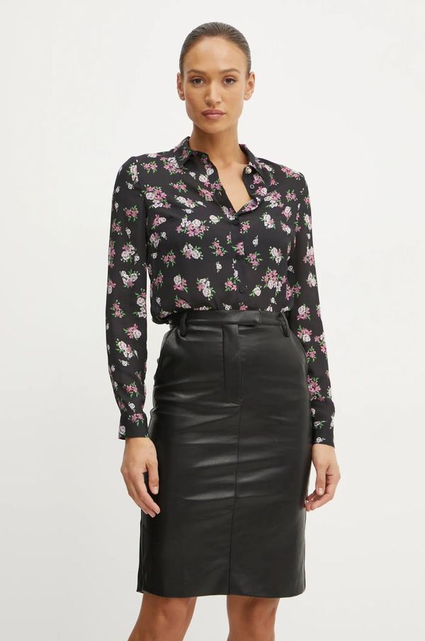 Guess Košulja Guess CLOUIS za žene, boja: crna, regular, s klasičnim ovratnikom, W4BH56 WGLA2