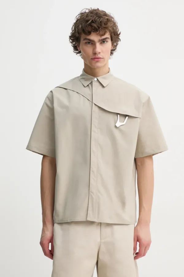 HELIOT EMIL Košulja Heliot Emil za muškarce, boja: bež, relaxed, s klasičnim ovratnikom, PRESS25_M_05_018_ST18_CO