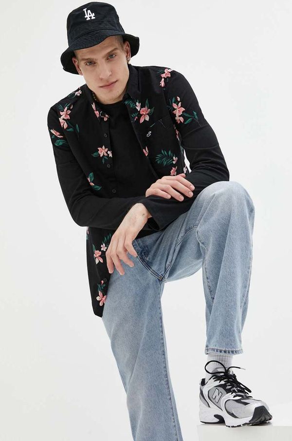 Hollister Co. Košulja Hollister Co. za muškarce, boja: crna, regular, o button-down ovratnikom