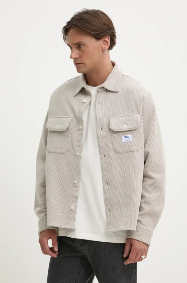 HUGO Blue Košulja Hugo Blue za muškarce, boja: bež, relaxed, s klasičnim ovratnikom, 50534184