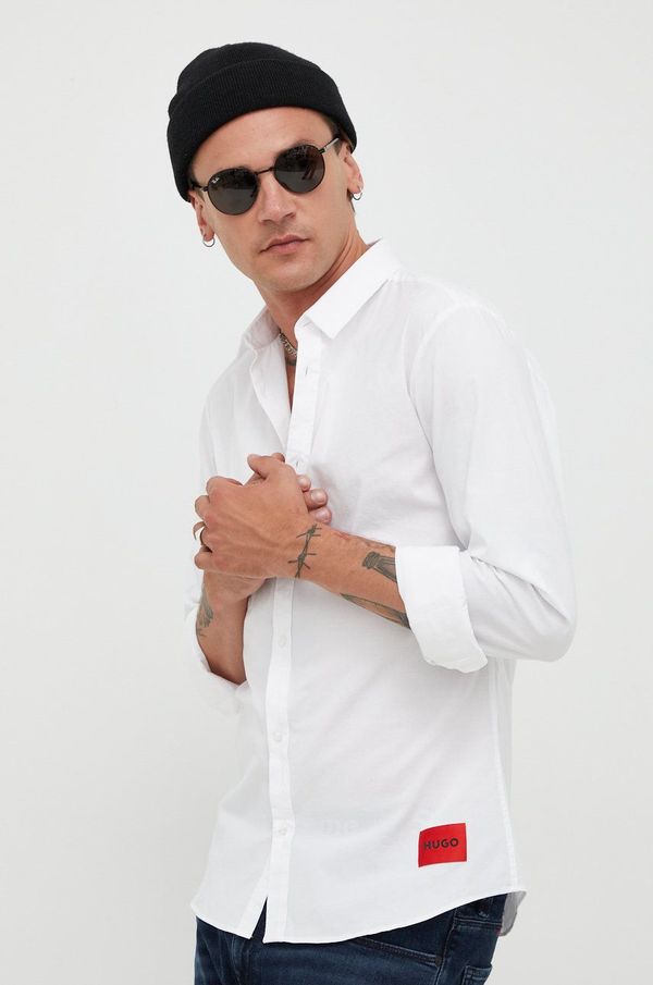 Hugo Košulja HUGO za muškarce, boja: bijela, slim, s klasičnim ovratnikom, 50475687