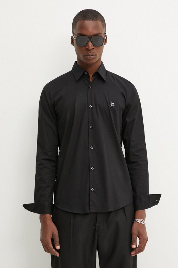 Hugo Košulja HUGO za muškarce, boja: crna, slim, s klasičnim ovratnikom, 50505315