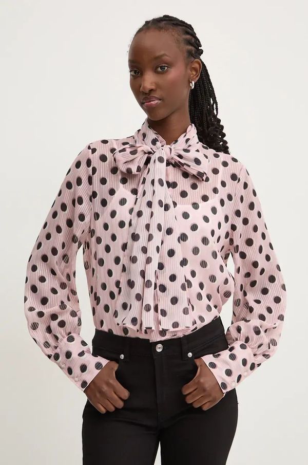 Hugo Košulja HUGO za žene, boja: ružičasta, regular, s izrezom na vezanje, 50528223