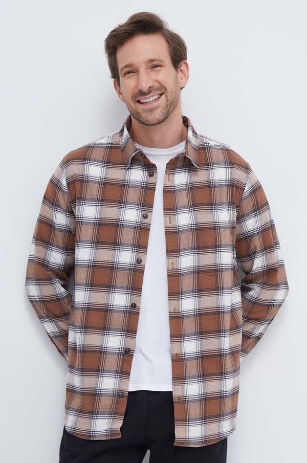 Jack Wolfskin Košulja Jack Wolfskin za muškarce, boja: smeđa, regular, s klasičnim ovratnikom