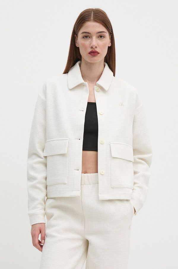 Calvin Klein Jeans Košulja-jakna Calvin Klein Jeans boja: bež, za prijelazno razdoblje, J20J223770