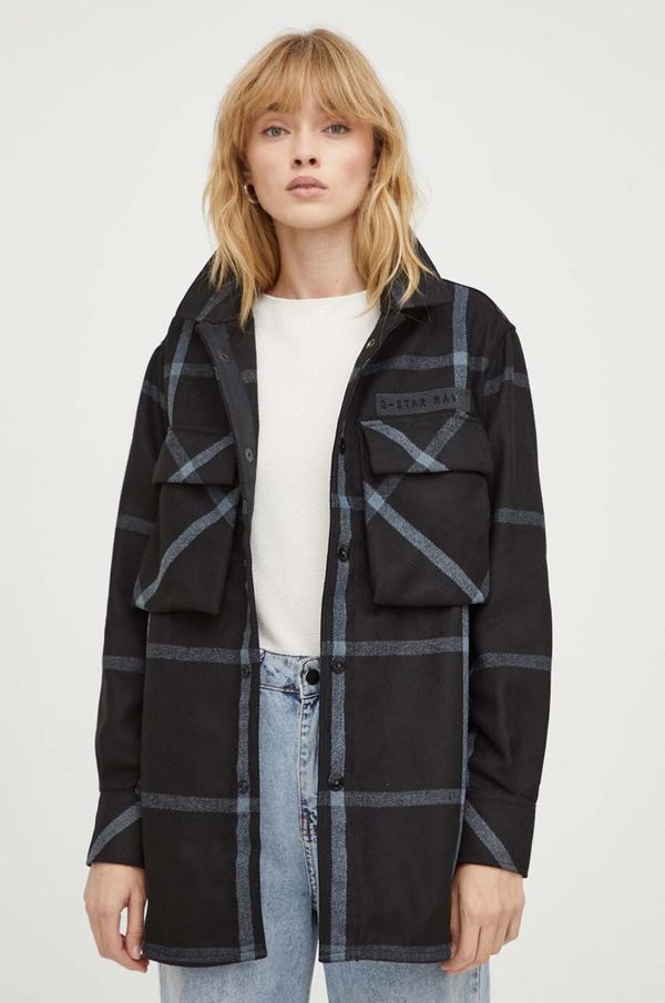 G-Star Raw Košulja-jakna G-Star Raw boja: crna, za prijelazno razdoblje, oversize