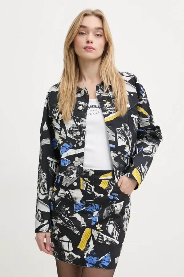 Moschino Jeans Košulja-jakna Moschino Jeans boja: crna, za prijelazno razdoblje, oversize, 0611 3241