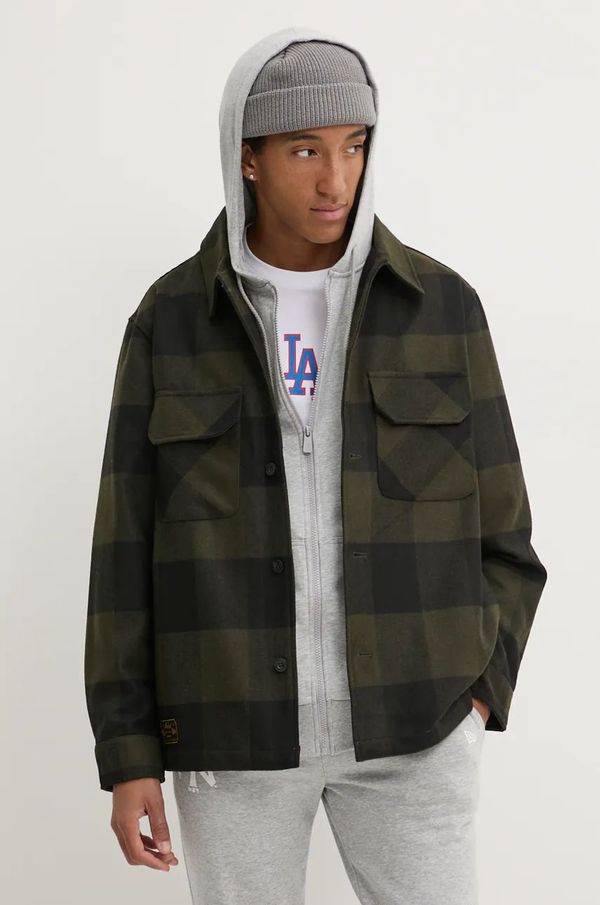 New Era Košulja-jakna New Era boja: zelena, za prijelazno razdoblje, 60564833