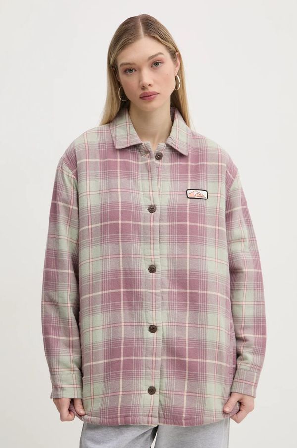 Quiksilver Košulja-jakna Quiksilver Plaid Overshirt boja: ružičasta, za prijelazno razdoblje, oversize, EQYWT04593